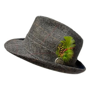 Vintage Lee Fedora Trilby Hat Gray Sinatra style Size 7 Made in USA 80s